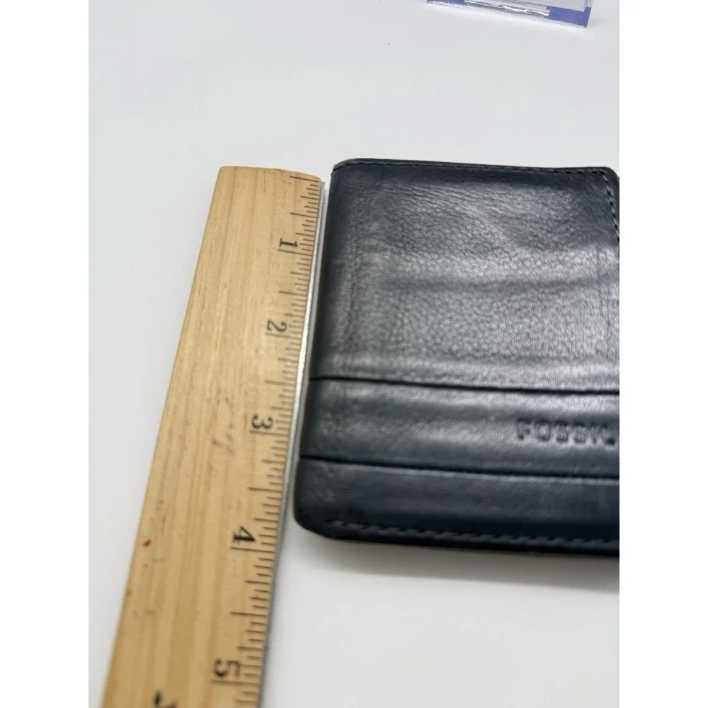 Fossil Brooks Trifold Wallet Blue‎ Leather
